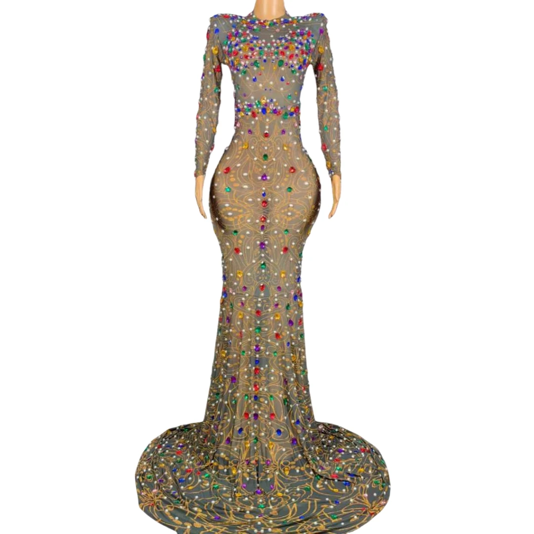 Women Birthday Long Dress Rhinestone Pearl Performance Stage Wear Stretch Dressy Evening Prom Drag Queen Outfit
Women Birthday Long Dress Rhinestone Pearl Performance Stage Wear Stretch Dressy Evening Prom Drag Queen Outfit