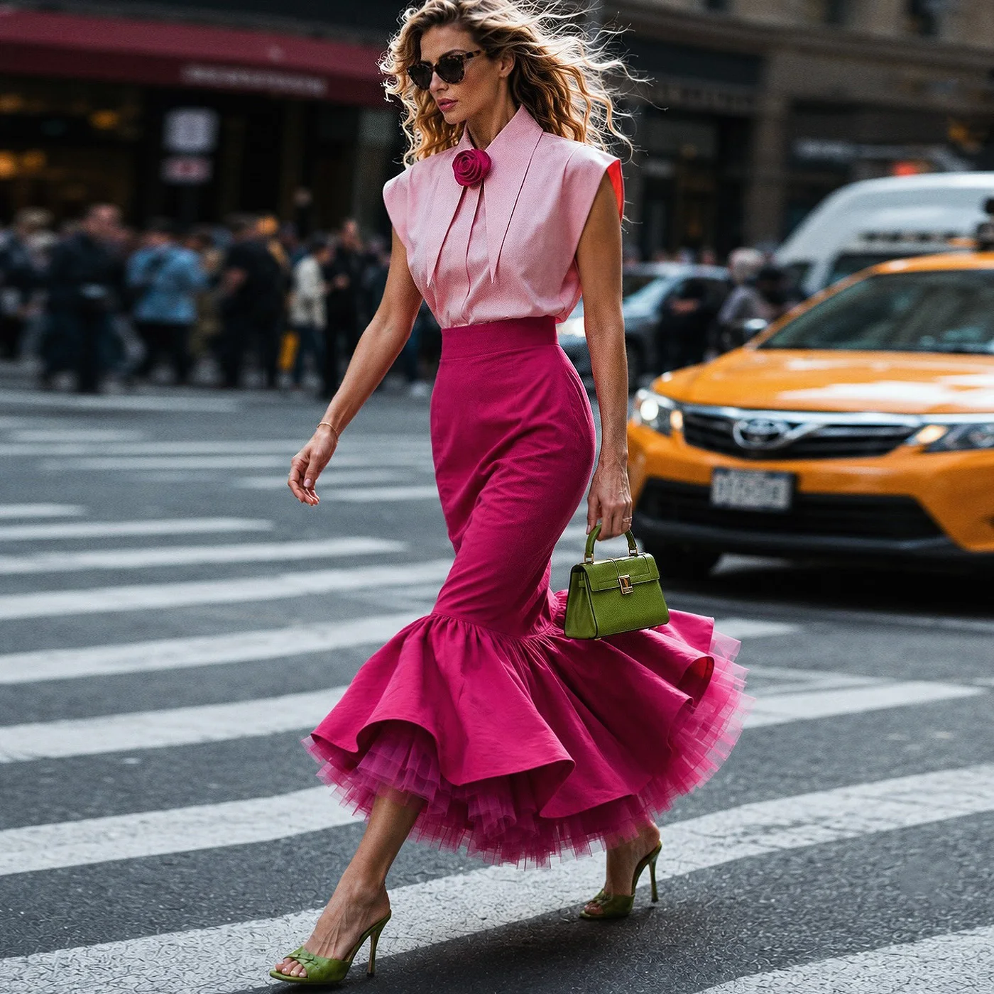 Street Style Hot Pink Mermaid Skirt High Waist Ruffle Hem Fuchsia Midi Skirt with Tulle Underskirt Custom Made Women Outfit
Street Style Hot Pink Mermaid Skirt High Waist Ruffle Hem Fuchsia Midi Skirt with Tulle Underskirt Custom Made Women Outfit