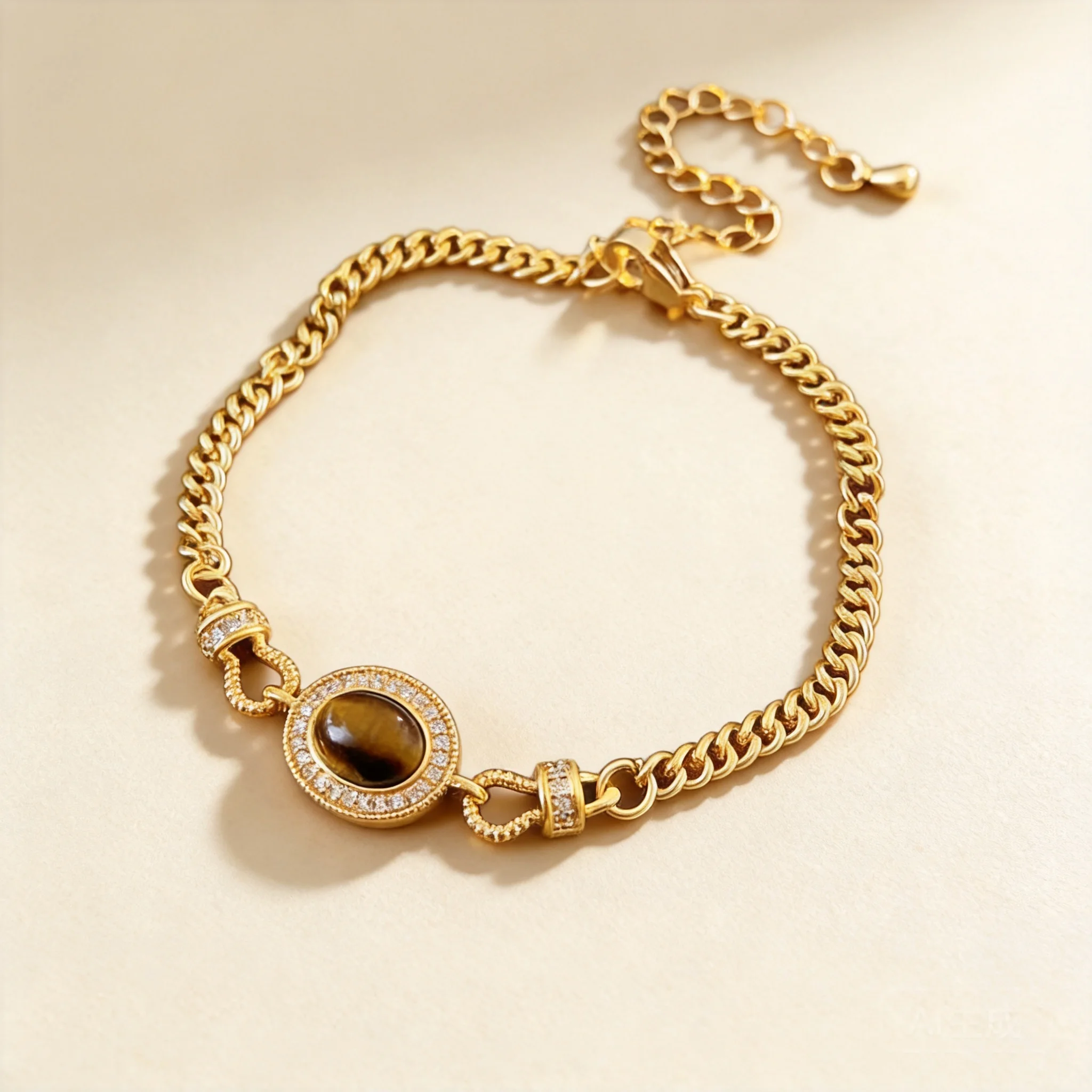 Chinese Style Good Luck Wealth Attracting Tiger Eye Stone Bracelet Gold Plated Cubic Zirconia Inlaid Vintage Jewelry For Women
Chinese Style Good Luck Wealth Attracting Tiger Eye Stone Bracelet Gold Plated Cubic Zirconia Inlaid Vintage Jewelry For Women