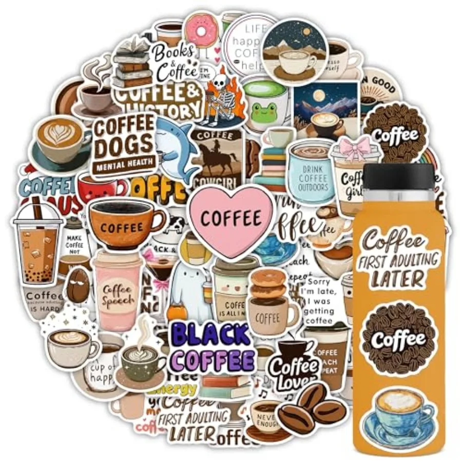 102pcs Coffee Stickers, Cute Coffee Cup Stickers for Gifts and Parties, Vinyl Waterproof Decals for Water Bottle Laptop Adults
102pcs Coffee Stickers, Cute Coffee Cup Stickers for Gifts and Parties, Vinyl Waterproof Decals for Water Bottle Laptop Adults