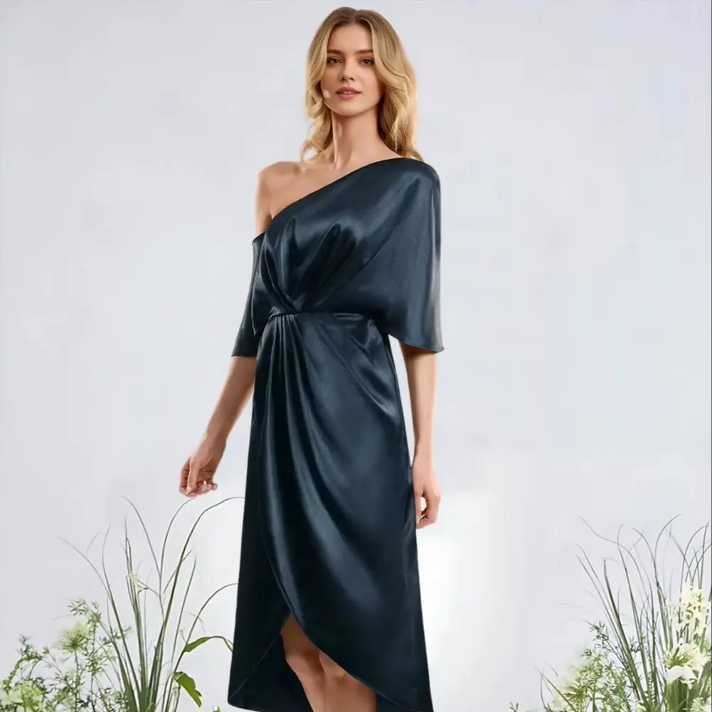 SCA Women Dark Navy Cocktail Dress One Shoulder Sheath Column Stretch Satin Prom Evening Dress With Leg Slit Asymmetrical Hem
SCA Women Dark Navy Cocktail Dress One Shoulder Sheath Column Stretch Satin Prom Evening Dress With Leg Slit Asymmetrical Hem