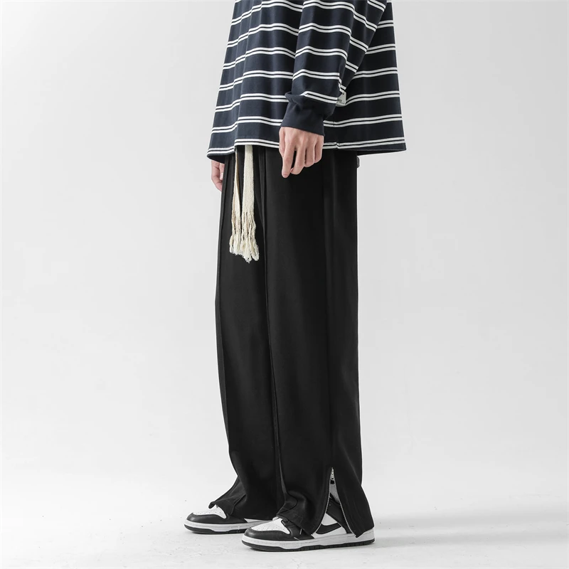 Spring New Fashion Design Men's Split Loose Straight Casual Pants Japanese Joker Baggy Wide Leg Pants Black White Grey
Spring New Fashion Design Men's Split Loose Straight Casual Pants Japanese Joker Baggy Wide Leg Pants Black White Grey