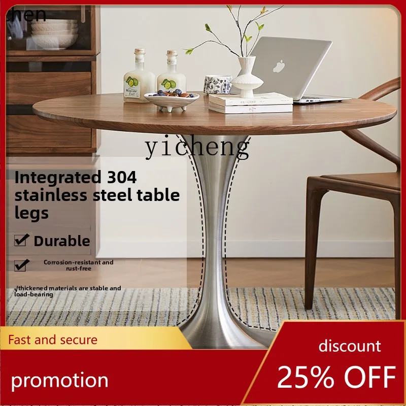 YFY North American Black Walnut Small Round Table Solid Wood Tulip Round Table Stainless Steel Round Dining Table
YFY North American Black Walnut Small Round Table Solid Wood Tulip Round Table Stainless Steel Round Dining Table