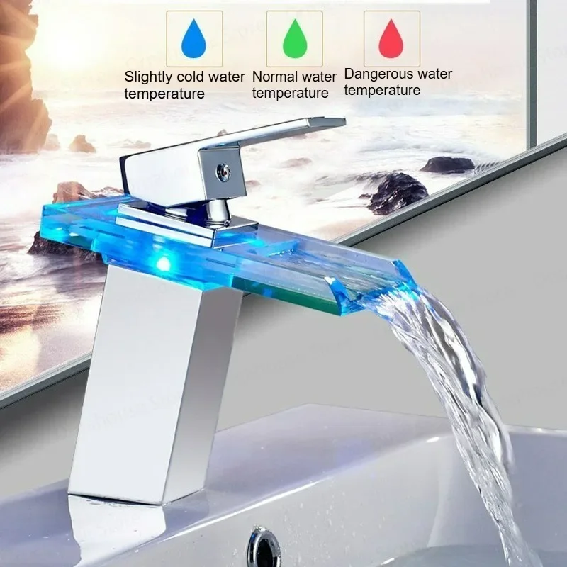 LED Color Changing Faucet for Bathroom Wash Sink - Modern Temperature Sensing Hot And Cold Water Tap with Chromotherapy
LED Color Changing Faucet for Bathroom Wash Sink - Modern Temperature Sensing Hot And Cold Water Tap with Chromotherapy