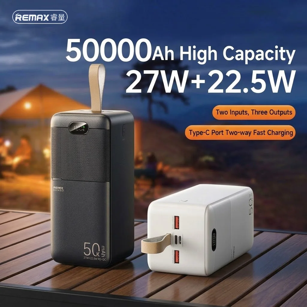 Remax PowerBank 50000mAh Spare battery Portable Charger Mobile External Battery Fast charging For Camping iPhone
Remax PowerBank 50000mAh Spare battery Portable Charger Mobile External Battery Fast charging For Camping iPhone