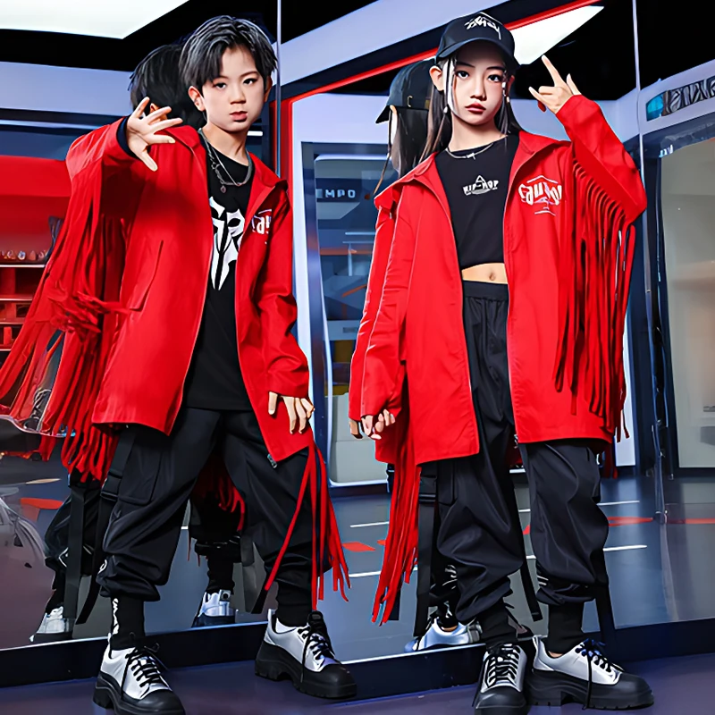 Jazz Dance Costume Hip Hop Dance Clothing Red Jacket With Tassel Black Pants Fashion Catwalk Show Stage Outfit Streetwear 2355
Jazz Dance Costume Hip Hop Dance Clothing Red Jacket With Tassel Black Pants Fashion Catwalk Show Stage Outfit Streetwear 2355