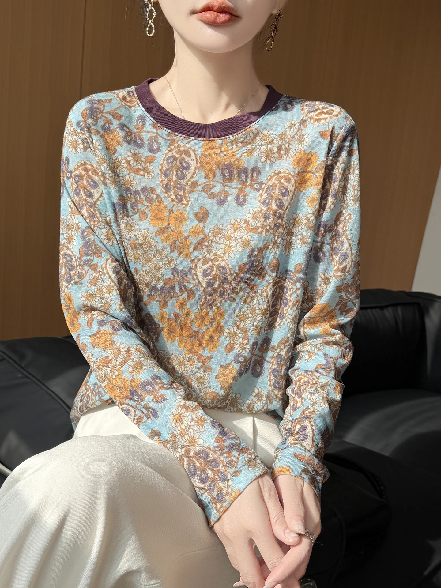 Spring 2026 Women's Loose Fit Long Sleeve Knitted T-Shirt Gradient Print Casual Style Soft Fabric round Neck Thin Base Shirt
Spring 2026 Women's Loose Fit Long Sleeve Knitted T-Shirt Gradient Print Casual Style Soft Fabric round Neck Thin Base Shirt