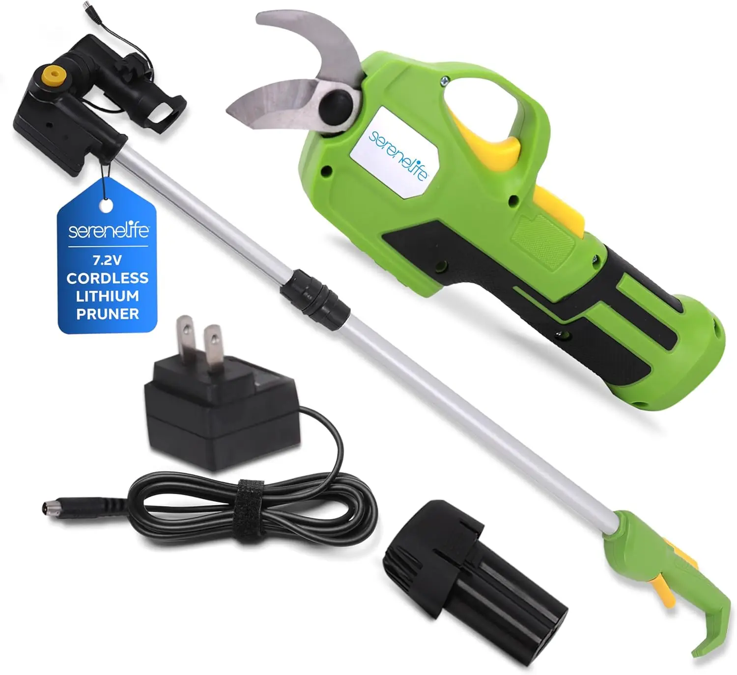 Cordless Pruning Shears & Branch Cutter | Electric Pruner with Telescopic Handle for 6 feet of Reach | Rechargeable Battery & .9
Cordless Pruning Shears & Branch Cutter | Electric Pruner with Telescopic Handle for 6 feet of Reach | Rechargeable Battery & .9