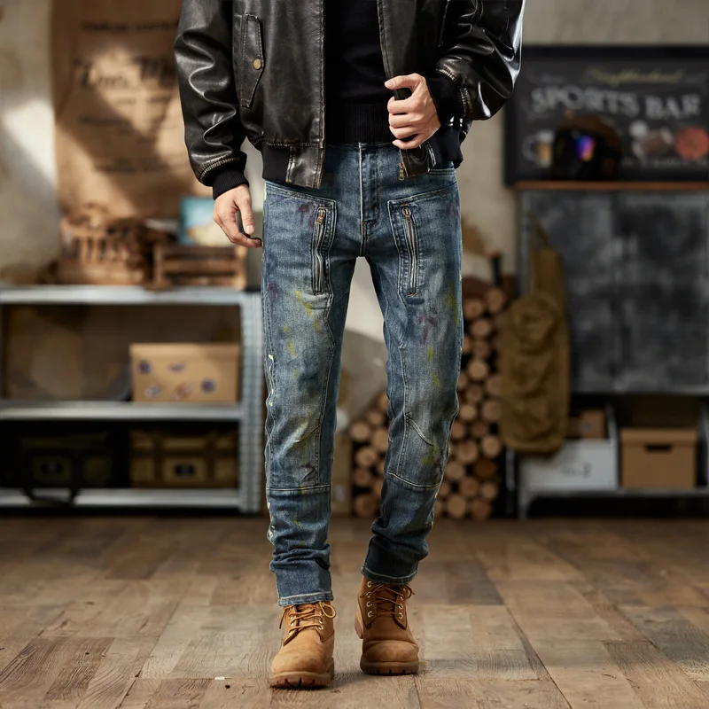 83361European and American retro fashion brand motorcycles splash ink, dirty jeans, men's trend, high-end fashion, slim feet
83361European and American retro fashion brand motorcycles splash ink, dirty jeans, men's trend, high-end fashion, slim feet