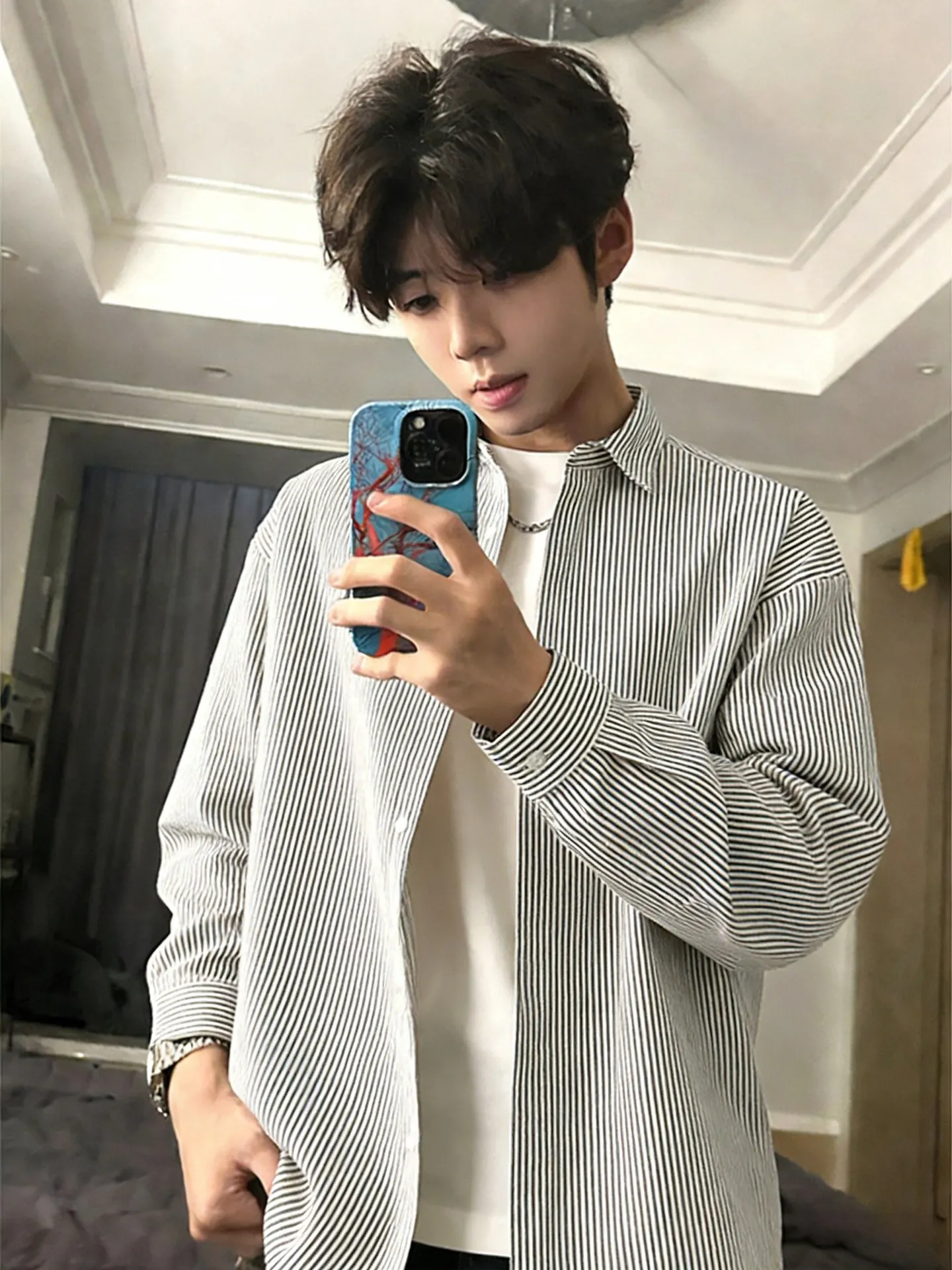 Spring Youth Sle Men's Striped Long Sve irt Inner Wear Layering y Jaet Polyester Fiber No Ironing Required
Spring Youth Sle Men's Striped Long Sve irt Inner Wear Layering y Jaet Polyester Fiber No Ironing Required