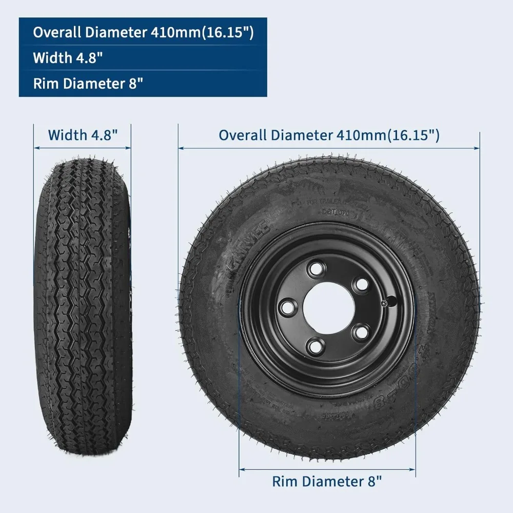 US Shipping 2 Pack Trailer Tire On Rim 4.80-8 480-8 4.80x8 5 Lug 4.5 PCD 8 Inch Wheel 6PR Black
US Shipping 2 Pack Trailer Tire On Rim 4.80-8 480-8 4.80x8 5 Lug 4.5 PCD 8 Inch Wheel 6PR Black