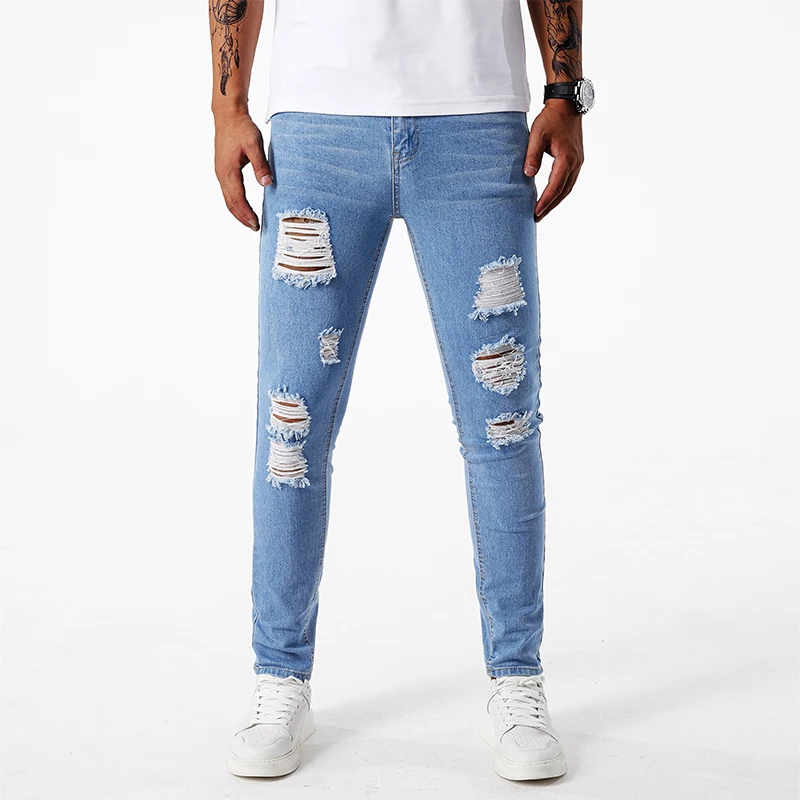 Summer new broken hole jeans men's models trend American high street casual hundred elastic Slim small foot casual long pants
Summer new broken hole jeans men's models trend American high street casual hundred elastic Slim small foot casual long pants