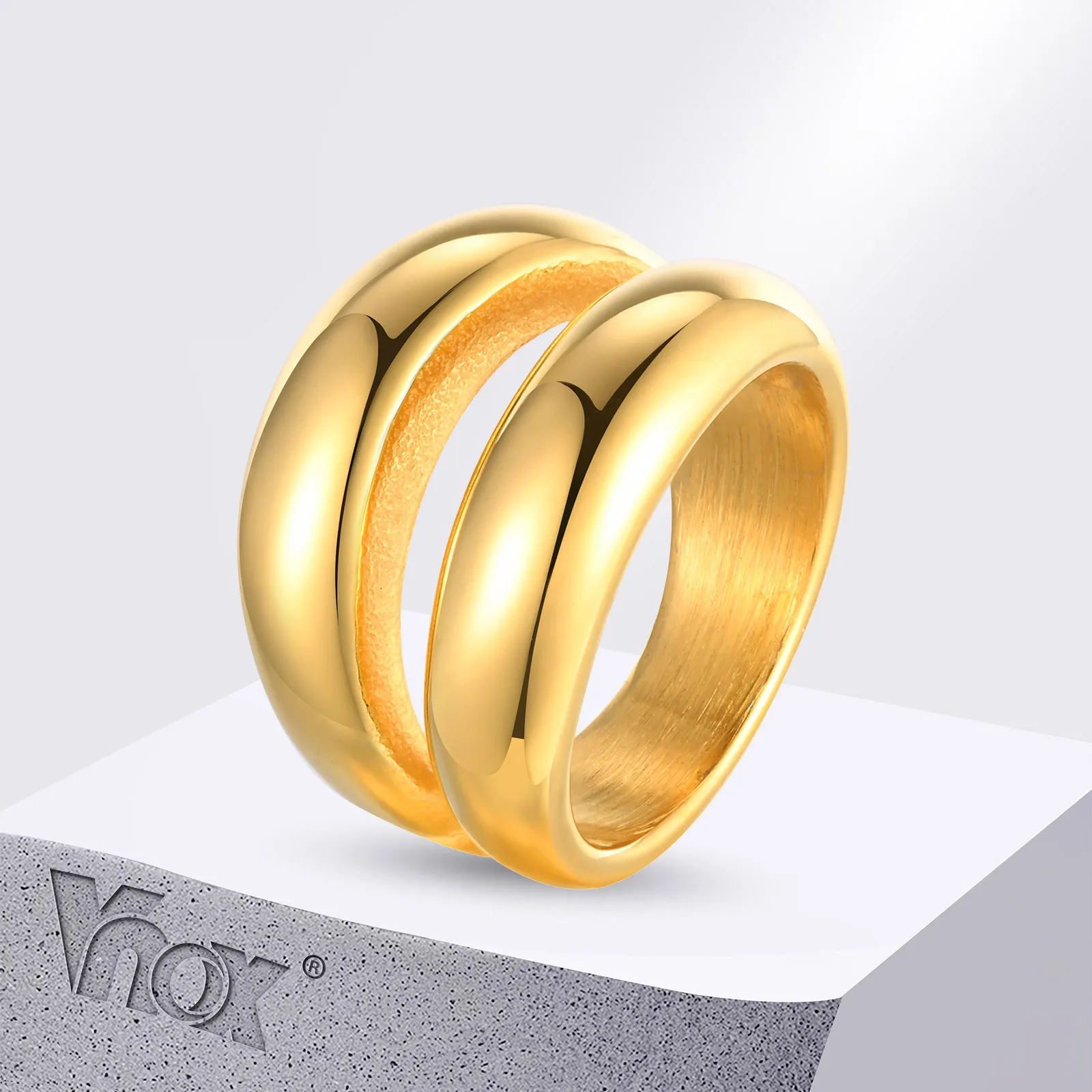 Vnox 6/7/8 Size Stainless Steel Rings For Women Girls Smooth Double-layer Geometry Rings Fashion Jewelry Wedding Gifts
Vnox 6/7/8 Size Stainless Steel Rings For Women Girls Smooth Double-layer Geometry Rings Fashion Jewelry Wedding Gifts