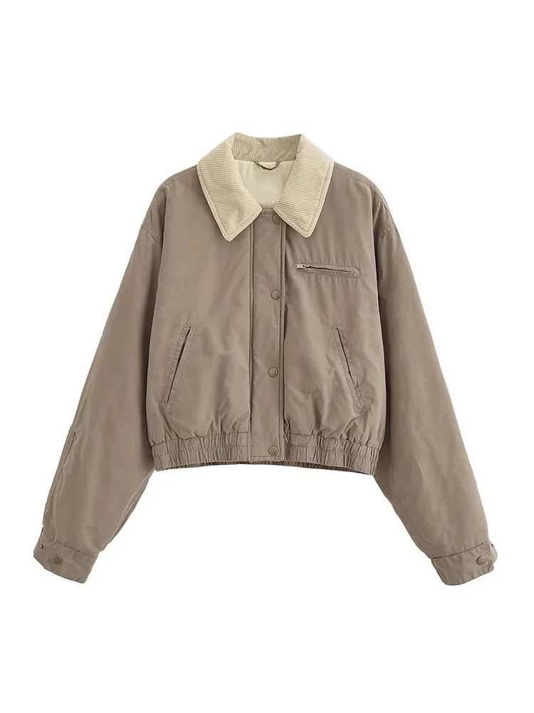 2024 new women's fashion wear lapel long sleeve contrast color waxed jacket cotton coat color matching coat
2024 new women's fashion wear lapel long sleeve contrast color waxed jacket cotton coat color matching coat