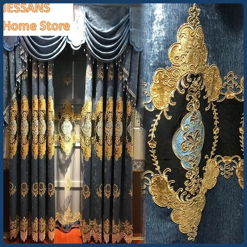 New European Embroidery Blue Classic Hollow Embroidered Curtains for Living Room Villa Bedroom Blackout Curtain Customizatio
New European Embroidery Blue Classic Hollow Embroidered Curtains for Living Room Villa Bedroom Blackout Curtain Customizatio