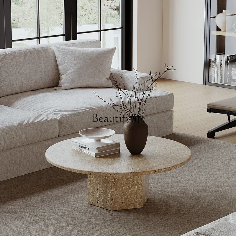 pg46Italian minimalist marble round travertine coffee table light luxury high-end low table
pg46Italian minimalist marble round travertine coffee table light luxury high-end low table