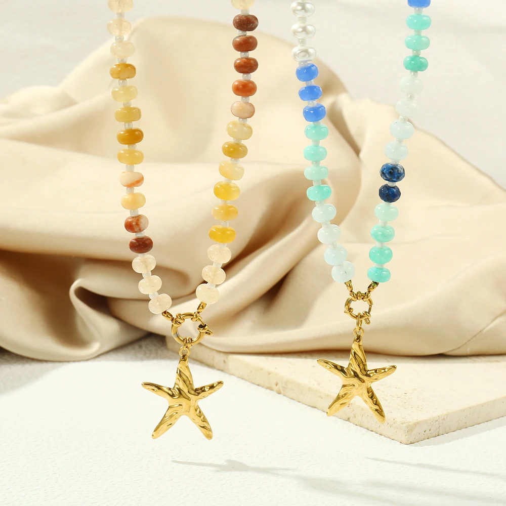 Joya Love Colorful Beaded Gemstone Choker Necklaces for Women Starfish Pendant Necklace Natural Stone Bohemia Beach Jewelry Gift
Joya Love Colorful Beaded Gemstone Choker Necklaces for Women Starfish Pendant Necklace Natural Stone Bohemia Beach Jewelry Gift