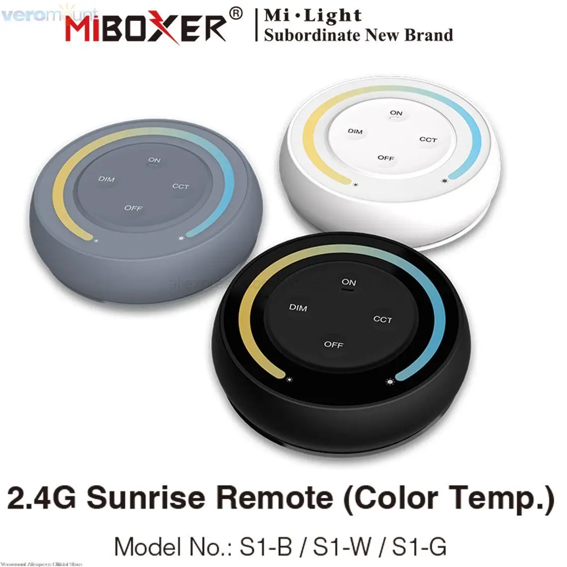 Sunrise Remote White Black Gray S1-B S1-W S1-G Color Temperature Dimmer Switch for MiBoxer 2.4G Dual White Strip Controller Lamp
Sunrise Remote White Black Gray S1-B S1-W S1-G Color Temperature Dimmer Switch for MiBoxer 2.4G Dual White Strip Controller Lamp