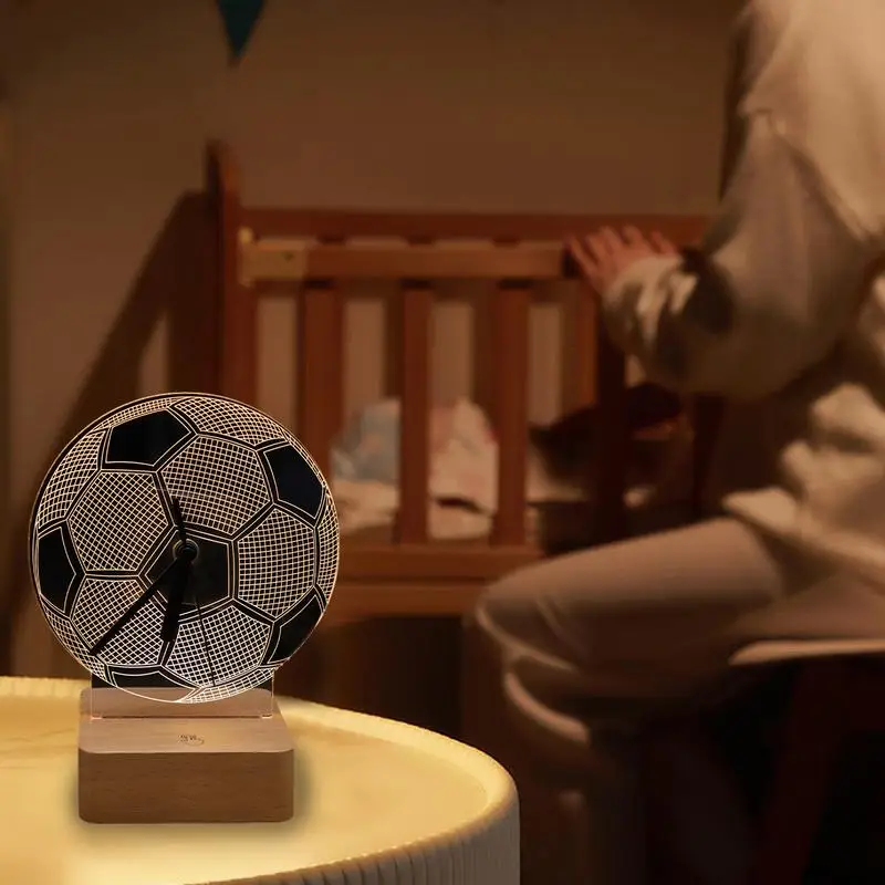 Soccer Lights For Bedroom Football Desk Clock Wooden Base Light Up Football Clock Touch Control Acrylic Night Light Kids Room
Soccer Lights For Bedroom Football Desk Clock Wooden Base Light Up Football Clock Touch Control Acrylic Night Light Kids Room