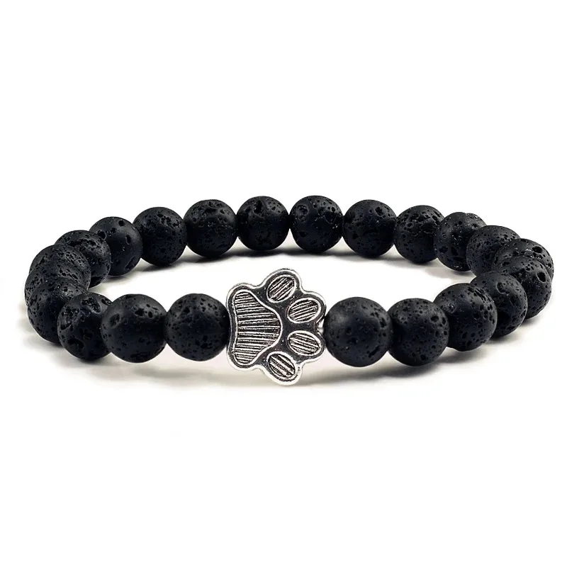 Natural Matte Black Lava Volcanic Stone Paw Print Charm Bracelet Homme Femme Pet Memorial Cat Dog Lovers Jewelry Bracelets Gifts
Natural Matte Black Lava Volcanic Stone Paw Print Charm Bracelet Homme Femme Pet Memorial Cat Dog Lovers Jewelry Bracelets Gifts