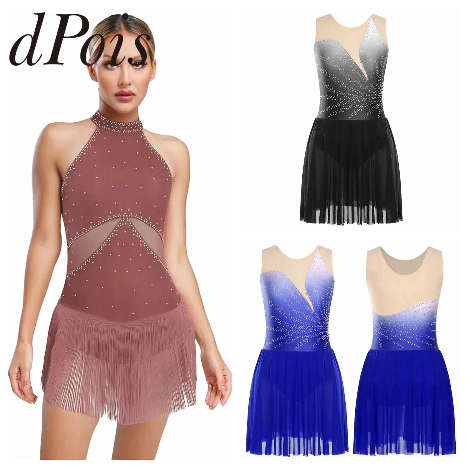 Womens Line Dancing Clothing Ice Skating Dresses Latin Dance Costume Leotard Stage Performance Tassel Mesh Leotard Chacha Dress
Womens Line Dancing Clothing Ice Skating Dresses Latin Dance Costume Leotard Stage Performance Tassel Mesh Leotard Chacha Dress