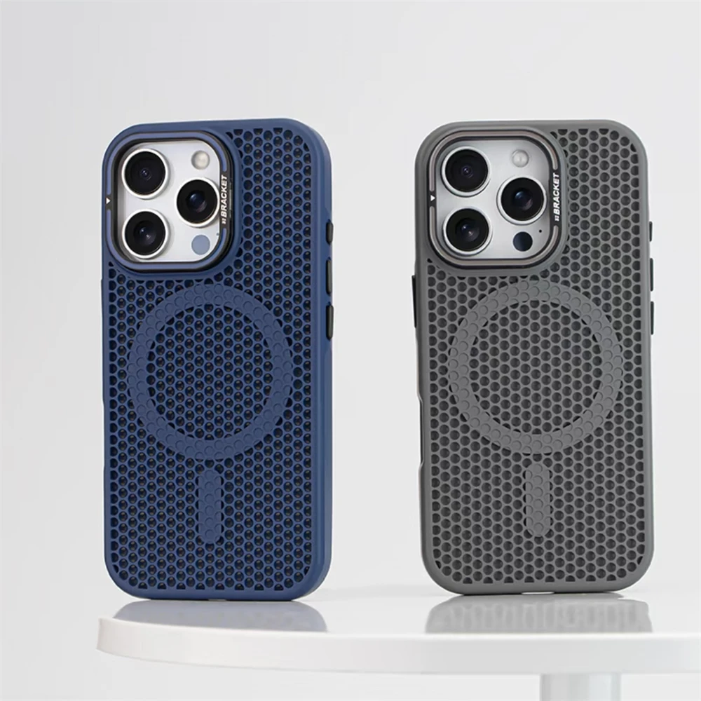 For iPhone 17 16 15 14 13 12 11 Pro Max Cellular Grid Cooling Magsafe Case Wireless Charging Alloy Lens Holder Shockproof Cover
For iPhone 17 16 15 14 13 12 11 Pro Max Cellular Grid Cooling Magsafe Case Wireless Charging Alloy Lens Holder Shockproof Cover