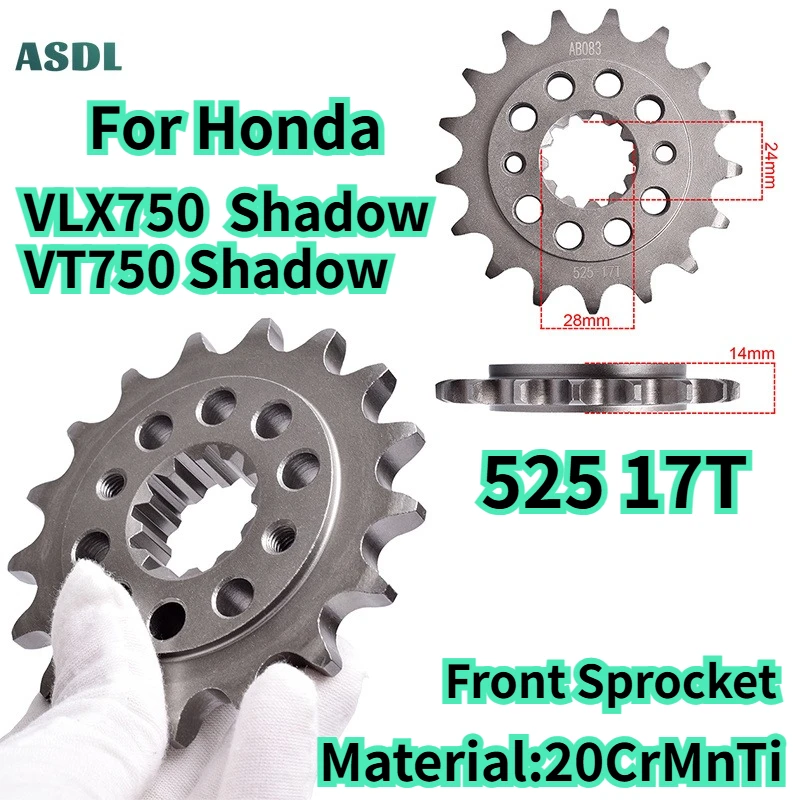525 17T 20CrMnTi Front Rear Sprocket Gear Wheel Cam for Honda VLX750 Shadow RC44 VT750 1998-2003 VT 750 DC RS VT750S 2000-2013
525 17T 20CrMnTi Front Rear Sprocket Gear Wheel Cam for Honda VLX750 Shadow RC44 VT750 1998-2003 VT 750 DC RS VT750S 2000-2013