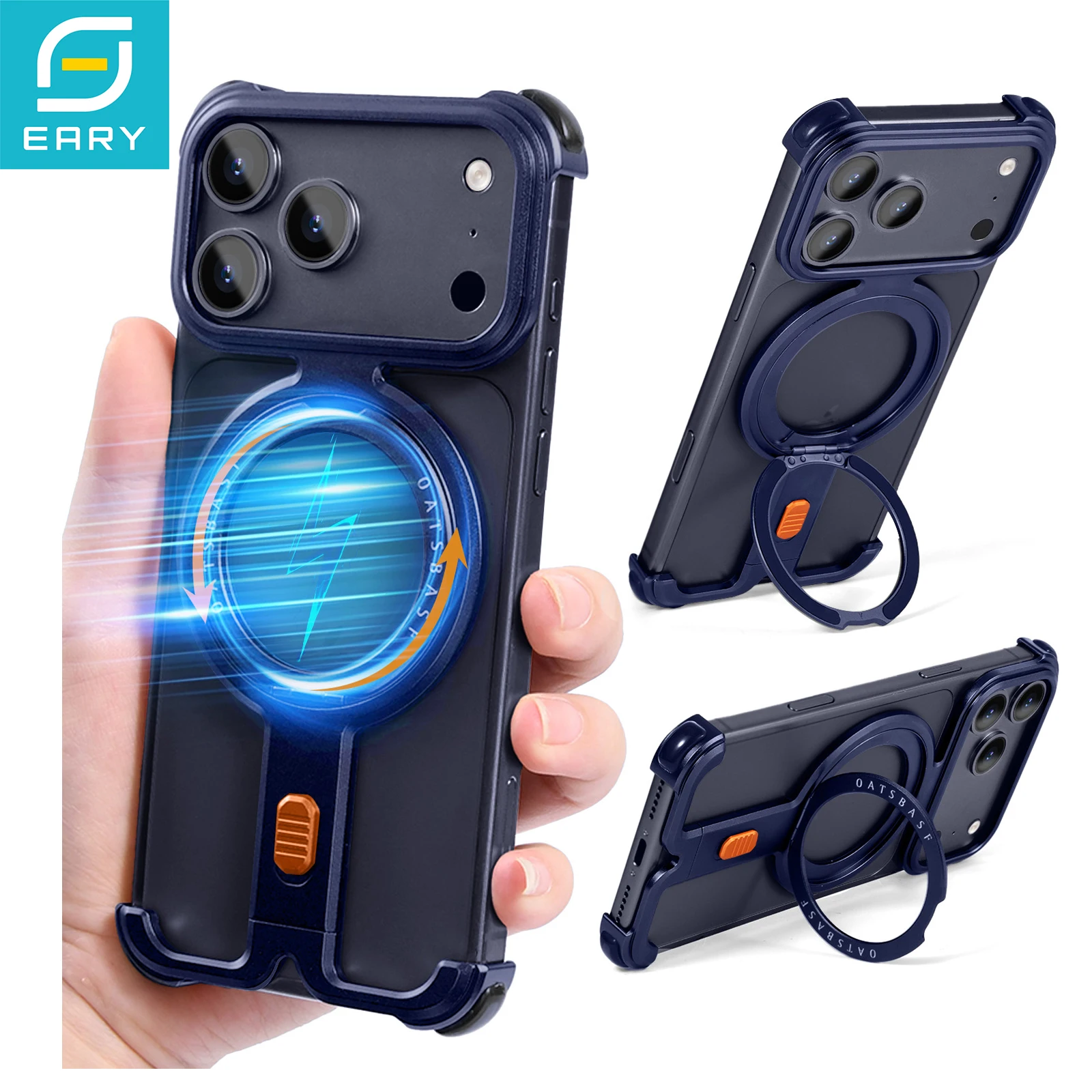 Eary for iPhone 17 Pro Max 17 Pro Case for MagSafe 360°Rotatable Magnetic Stand Aluminum Frameless Metal Bumper Shockproof Cover
Eary for iPhone 17 Pro Max 17 Pro Case for MagSafe 360°Rotatable Magnetic Stand Aluminum Frameless Metal Bumper Shockproof Cover