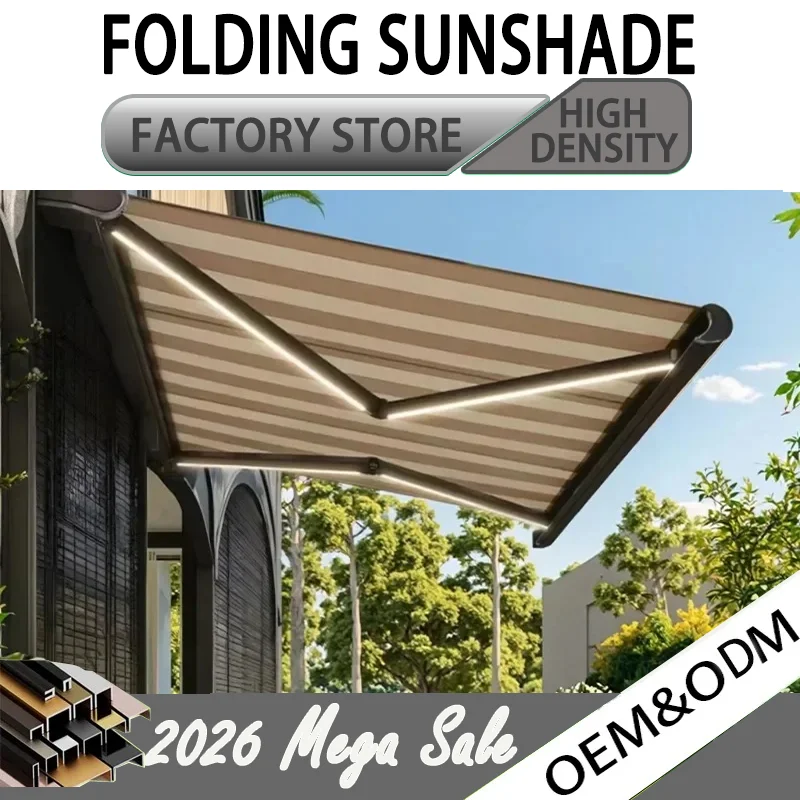 Electric Waterproof Folding Awning Aluminum Alloy Retractable Articulated Arm Patio Garden Sun Shade Canopy for Outdoor Yard
Electric Waterproof Folding Awning Aluminum Alloy Retractable Articulated Arm Patio Garden Sun Shade Canopy for Outdoor Yard