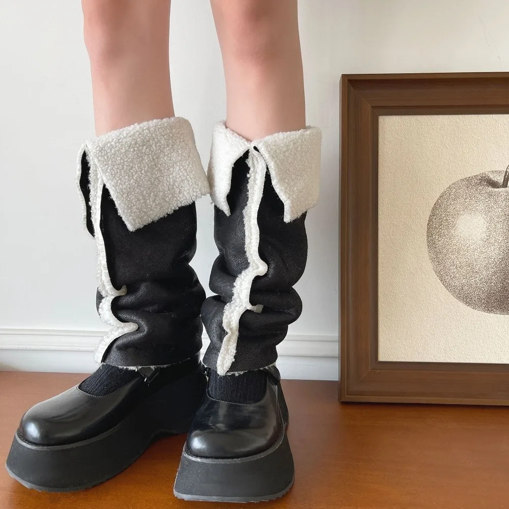 Spicy Girl Thickened Suede Leg Warmers Turn-down Collar Design Mid-calf Foot Cover Wind Protection Warm Boots Cover Streetwear
Spicy Girl Thickened Suede Leg Warmers Turn-down Collar Design Mid-calf Foot Cover Wind Protection Warm Boots Cover Streetwear
