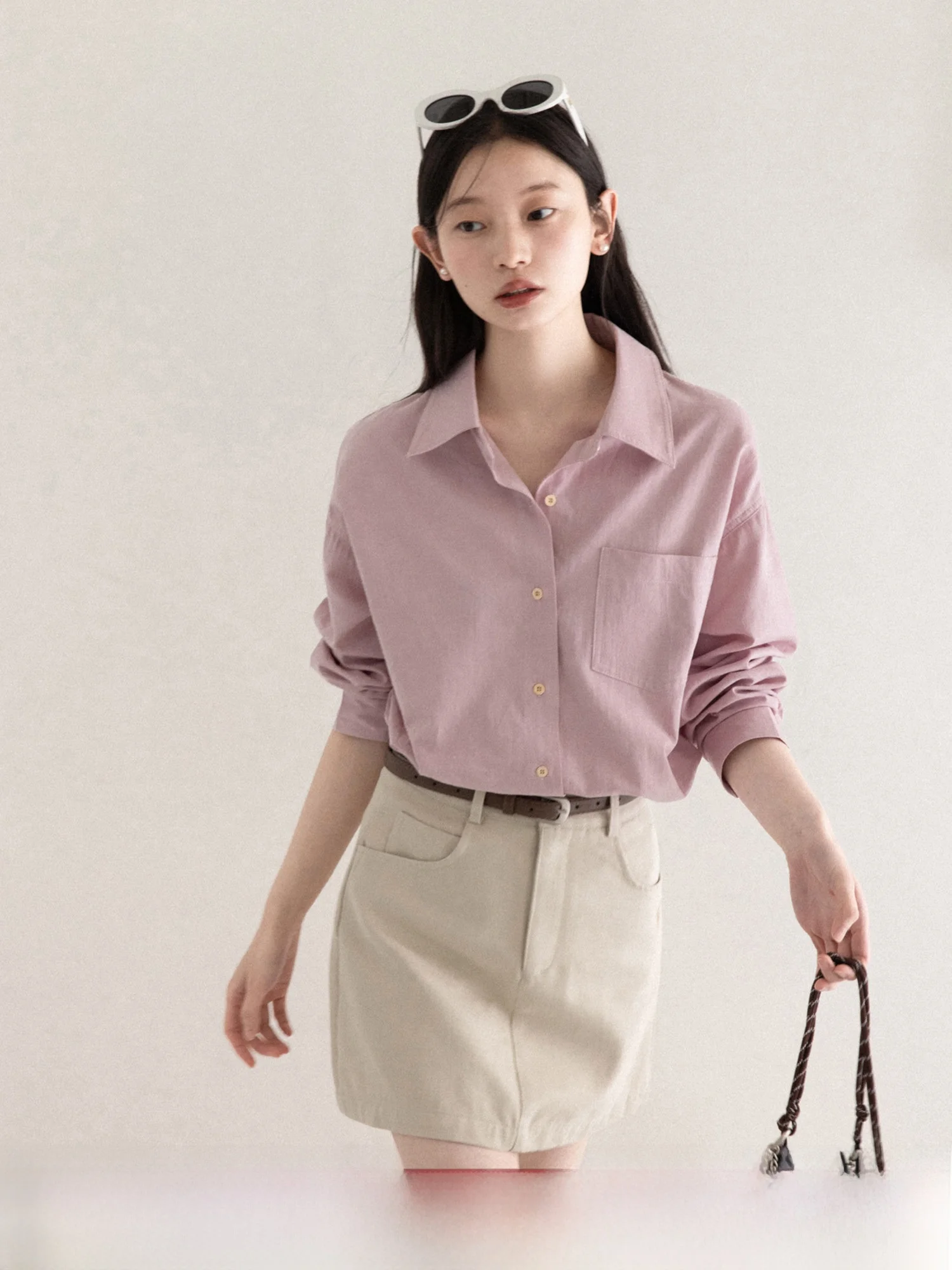 Chic Pink Long Sve Collared irt Women's Inner Wear Casual Sle Cotton Loose Fit Spring Commute Versatile irt S
Chic Pink Long Sve Collared irt Women's Inner Wear Casual Sle Cotton Loose Fit Spring Commute Versatile irt S