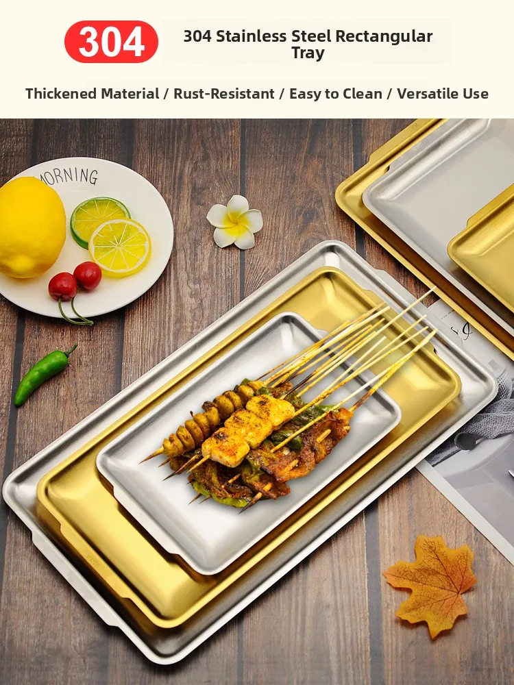 Rectangular Korean Sle BBQ Dinner Plate 304 Stainl Steel Thiened Commercial Barbecue Lettuce Plate Hot Pot Beef Tray
Rectangular Korean Sle BBQ Dinner Plate 304 Stainl Steel Thiened Commercial Barbecue Lettuce Plate Hot Pot Beef Tray