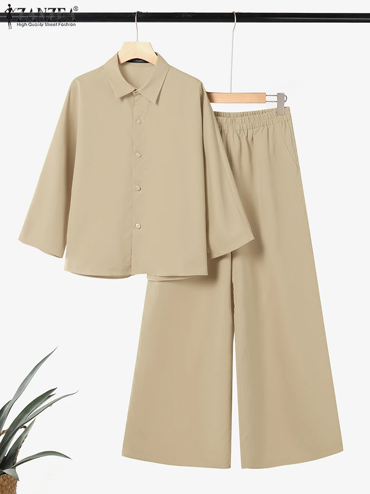ZANZEA 2PCS Women Summer Pant Sets Solid Matching Sets Casual Work Outfit Fashion Two Pieces Set 3/4 Sleeve Shirts Trousers Suit
ZANZEA 2PCS Women Summer Pant Sets Solid Matching Sets Casual Work Outfit Fashion Two Pieces Set 3/4 Sleeve Shirts Trousers Suit