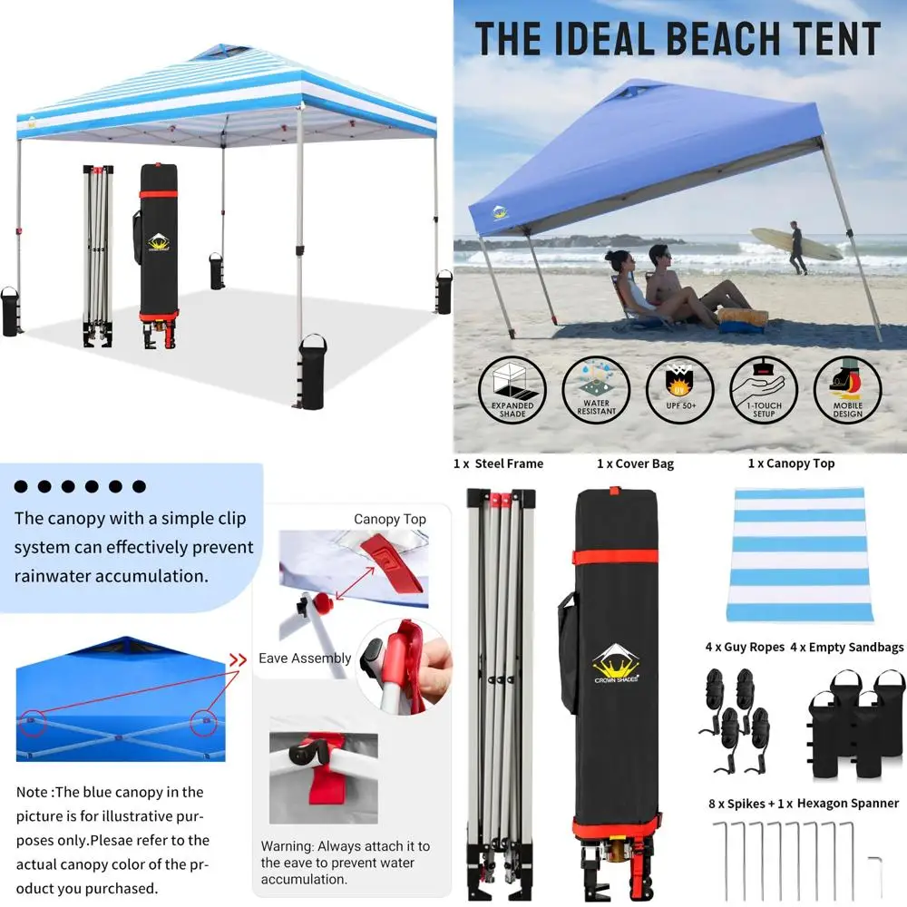 Portable 10x10 Instant Canopy with Easy Setup - Outdoor Sun Shelter for Beach, Parties, Camping and Events 
Portable 10x10 Instant Canopy with Easy Setup - Outdoor Sun Shelter for Beach, Parties, Camping and Events