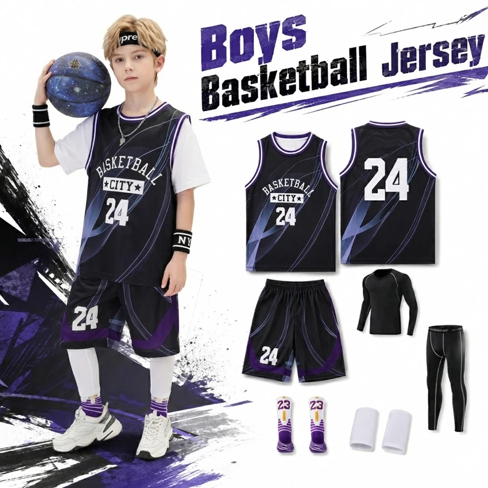 4/6 Piece Kids Basketball Jerseys Breathable Quick-Dry Team Training Uniforms kits Sports Outfits for Game Practice Performance
4/6 Piece Kids Basketball Jerseys Breathable Quick-Dry Team Training Uniforms kits Sports Outfits for Game Practice Performance