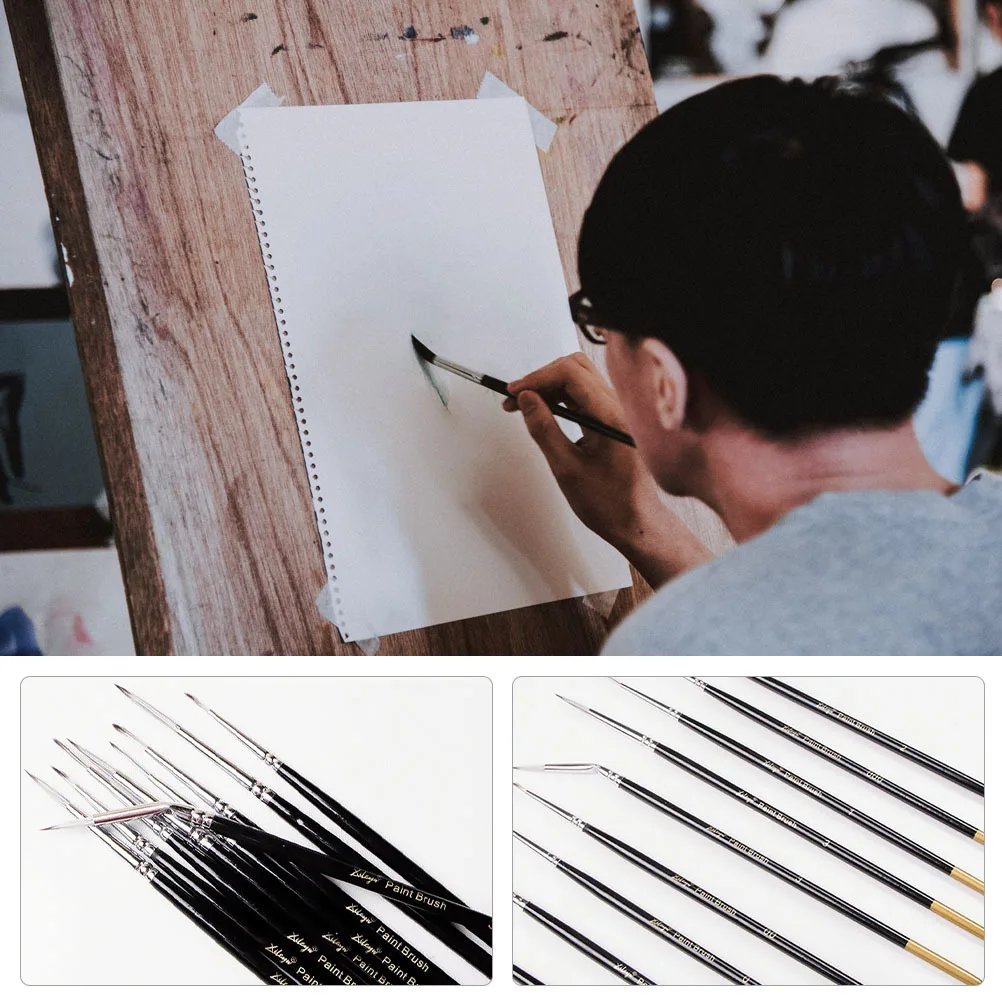 9Pcs Detail Paint Brush Set Nylon Hook Line Pen for Precise Fine Lines Miniature Watercolor Oil Acrylic Painting 
9Pcs Detail Paint Brush Set Nylon Hook Line Pen for Precise Fine Lines Miniature Watercolor Oil Acrylic Painting