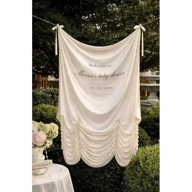 French Cream Style Pleated Wedding Hanging Cloth Gauze Curtain For Outdoor Lawn Ceremony Area Photo Decoration Background Drape
French Cream Style Pleated Wedding Hanging Cloth Gauze Curtain For Outdoor Lawn Ceremony Area Photo Decoration Background Drape