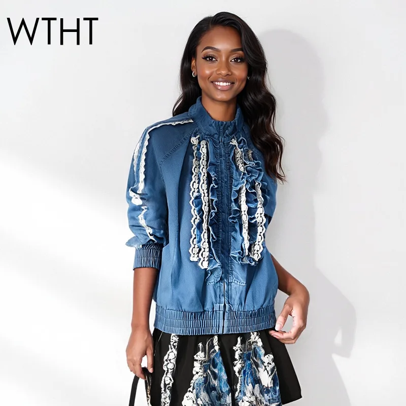 WTHT Fashion Women Multi-layer Ruffled Edge Loose Long Sleeves Denim Jacket 2025 Autumn Stand Collar Zipper Coat Female 1LS2411
WTHT Fashion Women Multi-layer Ruffled Edge Loose Long Sleeves Denim Jacket 2025 Autumn Stand Collar Zipper Coat Female 1LS2411