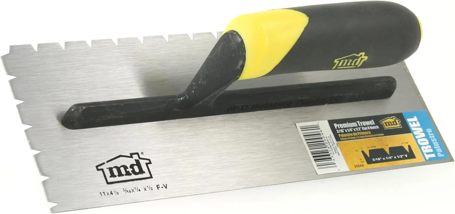 3/16 x 1/4 x 1/2 in. Premium Flat V Notch Trowel for Tile Adhesive
3/16 x 1/4 x 1/2 in. Premium Flat V Notch Trowel for Tile Adhesive