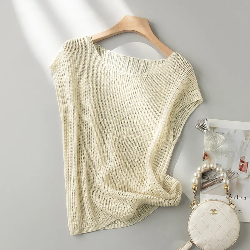 Lyocell Knitted Top Cap Sleeve Sweater Vest Women Loose Knit Eyelet Summer Tank Tops
Lyocell Knitted Top Cap Sleeve Sweater Vest Women Loose Knit Eyelet Summer Tank Tops