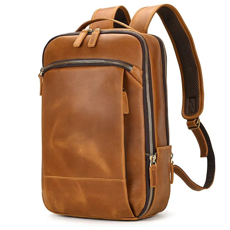 Retro double shoulder double zipper main bag leather backpack 15 inch computer commuter bag mad horse leather travel fashion sim
Retro double shoulder double zipper main bag leather backpack 15 inch computer commuter bag mad horse leather travel fashion sim