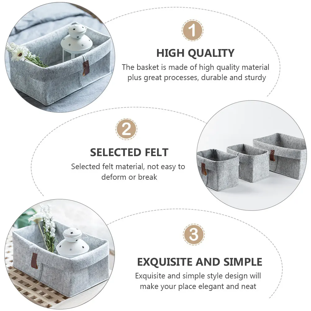 3 Pcs Felt Storage Basket Woven Baskets Multifunctional with Cover Household Organizer Baby
3 Pcs Felt Storage Basket Woven Baskets Multifunctional with Cover Household Organizer Baby
