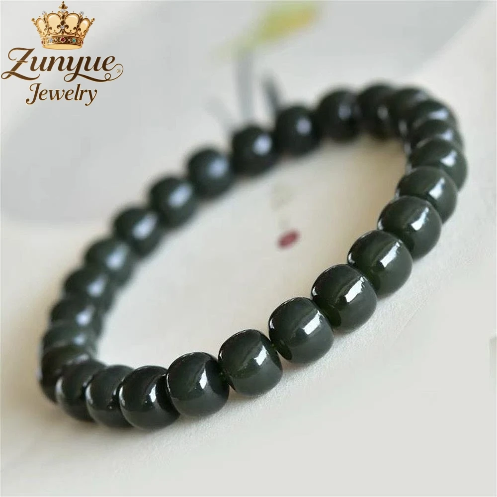 High-End Hetian Black And Green Jade Round Bead Bracelet Luxury Quality Fashion Fine Jewelry Exquisite Elegant Popular Charms
High-End Hetian Black And Green Jade Round Bead Bracelet Luxury Quality Fashion Fine Jewelry Exquisite Elegant Popular Charms
