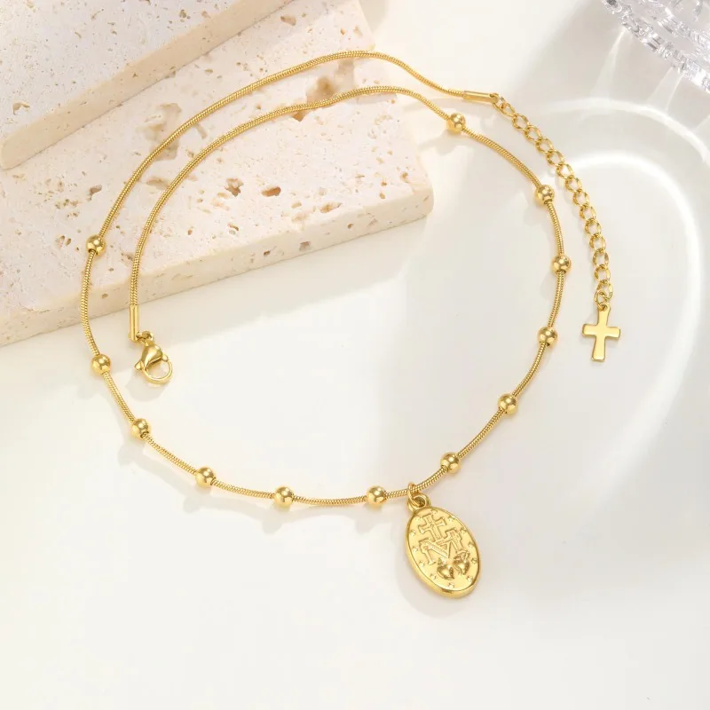Light Luxury Rosary Necklaces for Women, Gold Silver Stainless Steel Beads Chain Virgin Mary Pendant,Cross Tail Jewelry Gift
Light Luxury Rosary Necklaces for Women, Gold Silver Stainless Steel Beads Chain Virgin Mary Pendant,Cross Tail Jewelry Gift