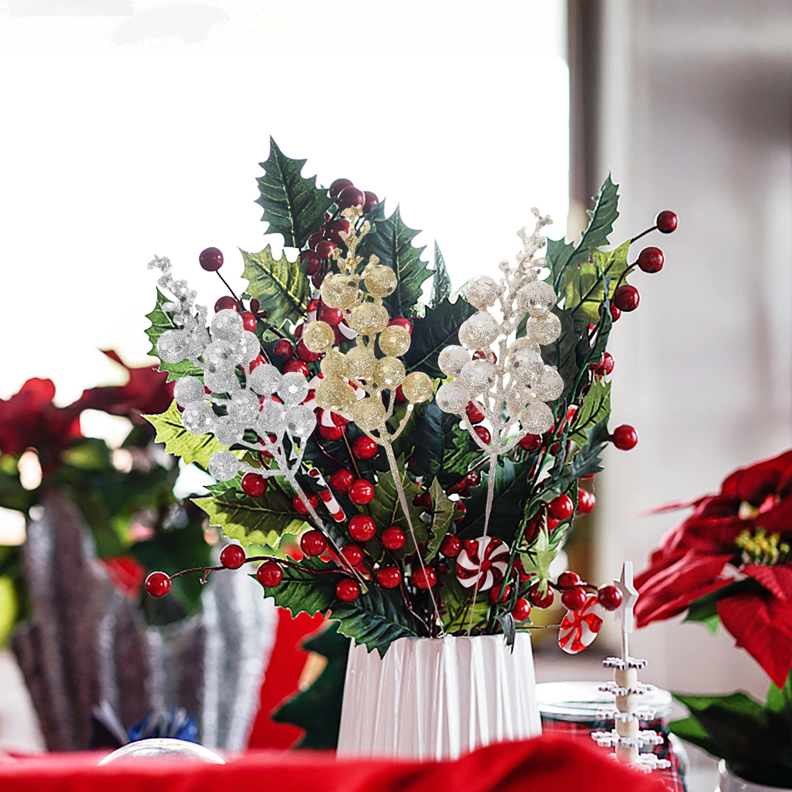 12Pcs Christmas Artificial Berry Branches Realistic Plastic Fake Berry Twigs for DIY Flower Arrangements Xmas Party Home 
12Pcs Christmas Artificial Berry Branches Realistic Plastic Fake Berry Twigs for DIY Flower Arrangements Xmas Party Home