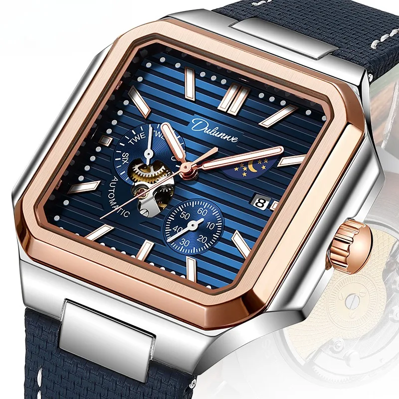 Mens Square Mechanical Watch Automatic Luxury Sport Man Date Fashion Waterproof Business Luminous Moon Phase Chronograph Watches
Mens Square Mechanical Watch Automatic Luxury Sport Man Date Fashion Waterproof Business Luminous Moon Phase Chronograph Watches