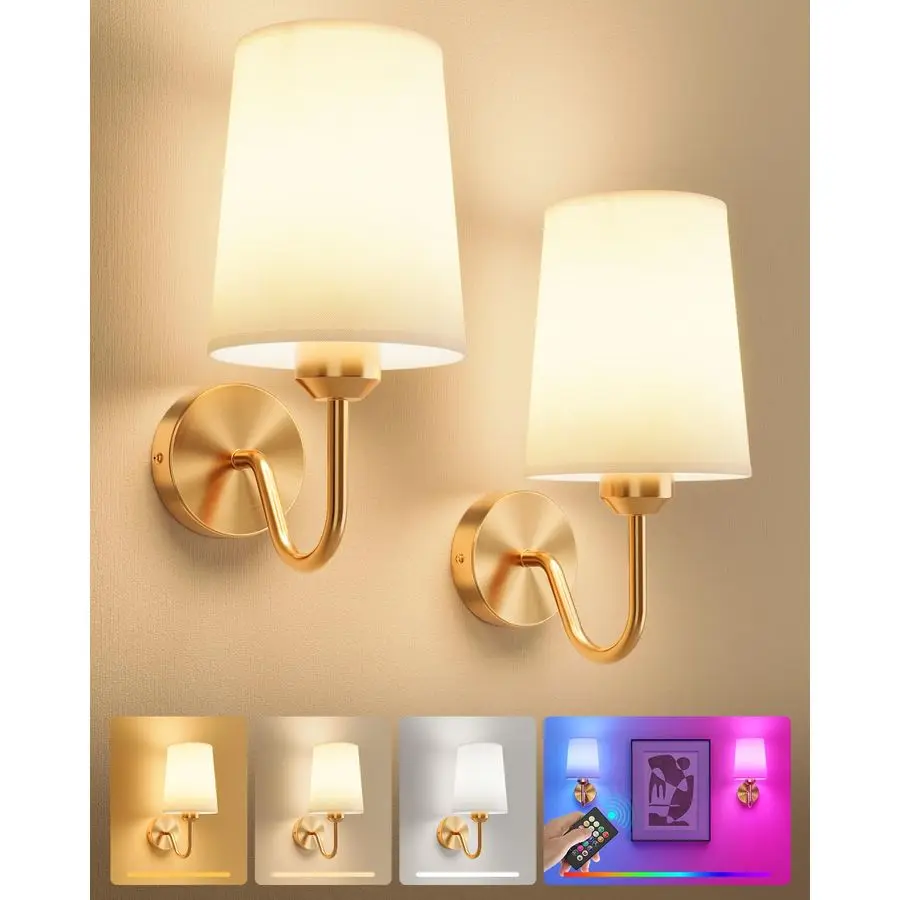 Набор из 2 беспроводных настенных светильников на батарейках, перезаряжаемые, с регулируемой яркостью, RGB-лампой и пультом ДУ для спальни, гостиной
Набор из 2 беспроводных настенных светильников на батарейках, перезаряжаемые, с регулируемой яркостью, RGB-лампой и пультом ДУ для спальни, гостиной