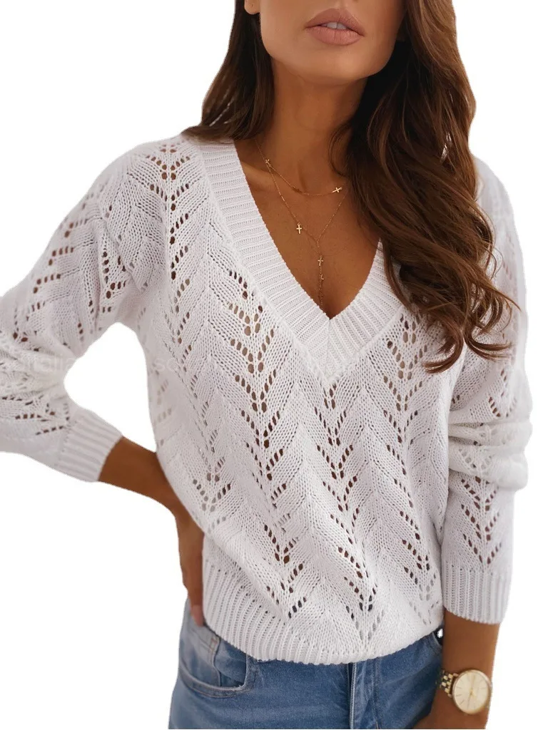 Hollow Out Sweater Women 2022 Autumn Solid Sexy V Neck Knitted Sweaters Women Tops Casual Pullovers
Hollow Out Sweater Women 2022 Autumn Solid Sexy V Neck Knitted Sweaters Women Tops Casual Pullovers