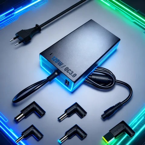 Cargador universal para portátil de 120 W: para ASUS ROG, Lenovo Legion, HP Omen 15, MSI, Acer Aspire, Ideacentre AIO, con USB QC3.0 de 18 W