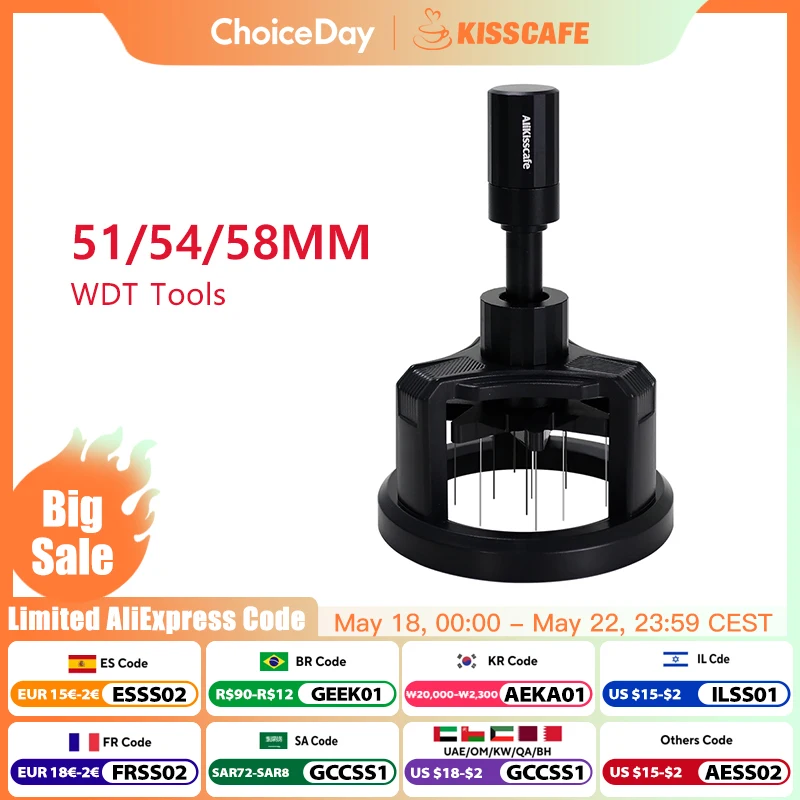 ALIKISSCAFE WDT Tools 51mm 54mm 58mm Espresso Stirrer Needle Distributor Barista Tools Adjustable Depth Coffee Maker Accessories
ALIKISSCAFE WDT Tools 51mm 54mm 58mm Espresso Stirrer Needle Distributor Barista Tools Adjustable Depth Coffee Maker Accessories